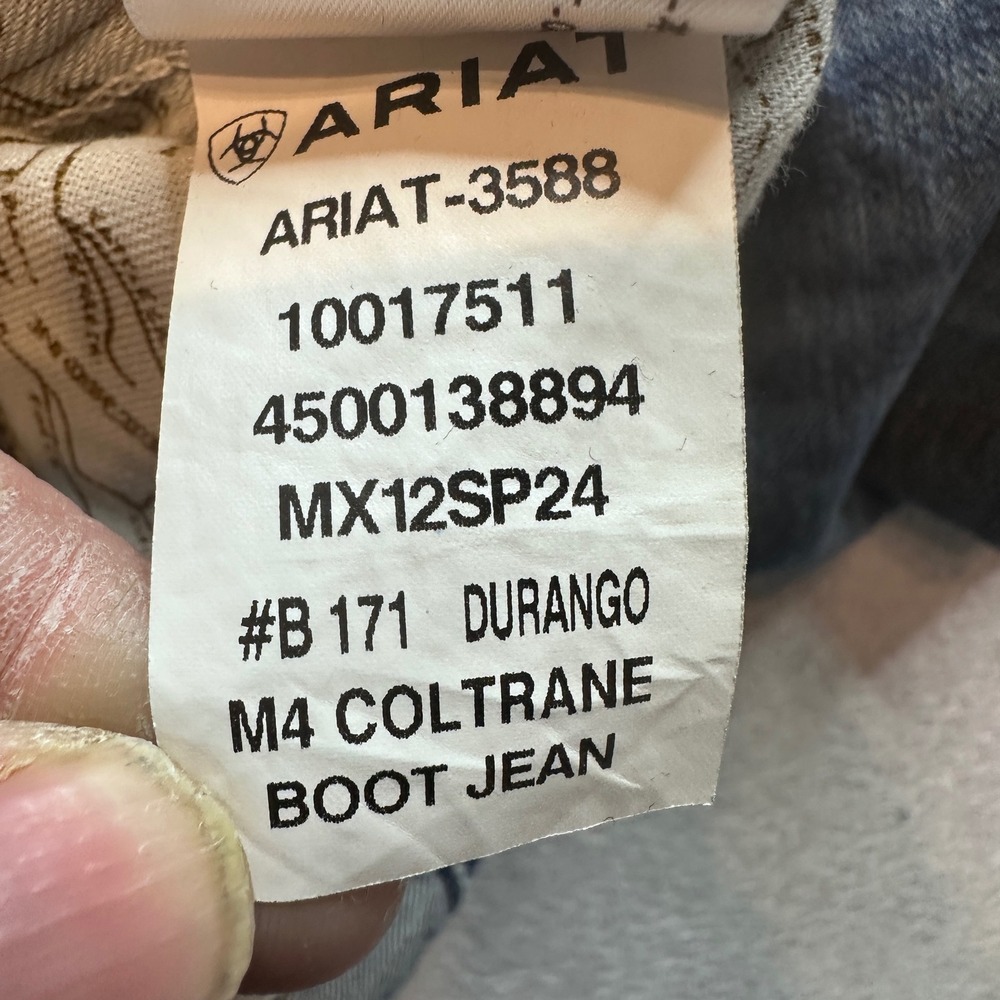 Ariat M4 Jeans Mens 38x36 Blue Coltrane Relaxed Boot Cut Durango 10017511 Denim - Picture 5 of 10